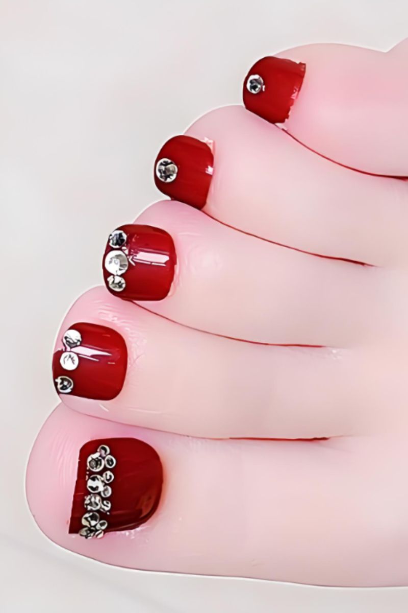 Ảnh mẫu nail chân đỏ 10