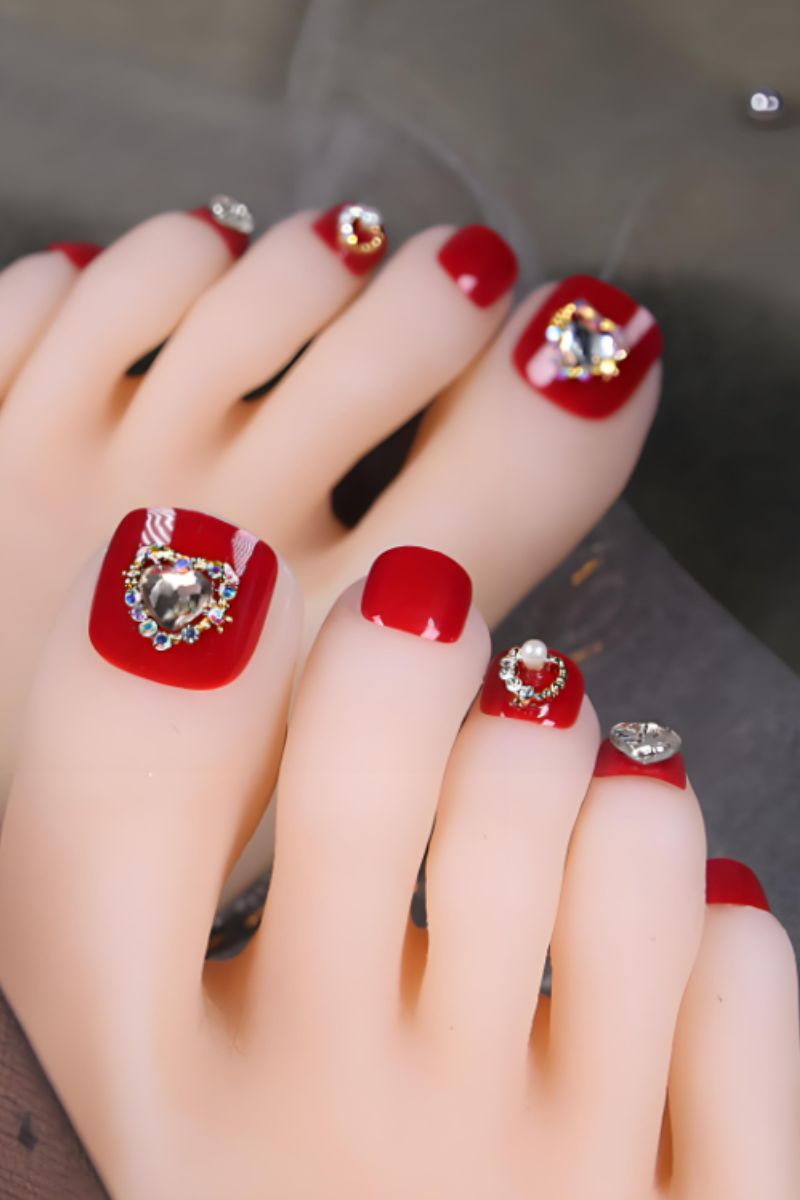 Ảnh mẫu nail chân đỏ 15