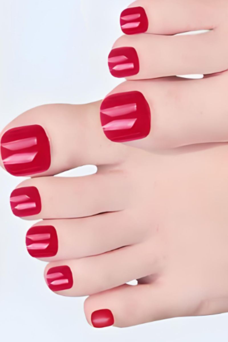 Ảnh mẫu nail chân đỏ 25