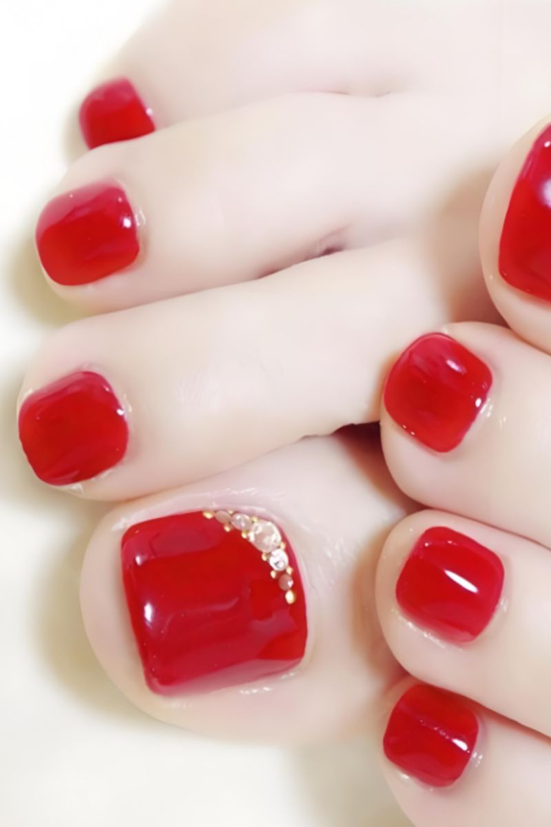 Ảnh mẫu nail chân đỏ 28