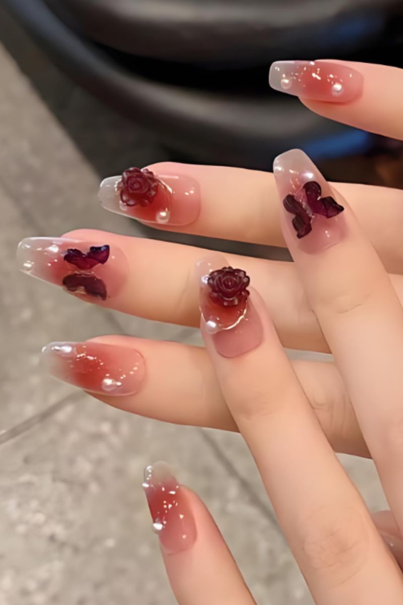 Ảnh mẫu nail cô dâu đơn giản đẹp 11