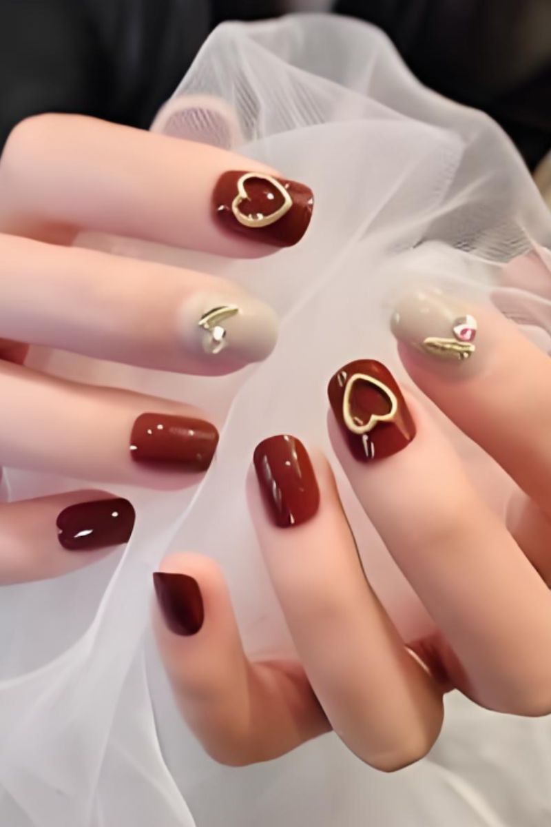 Ảnh mẫu nail cô dâu đơn giản đẹp 27