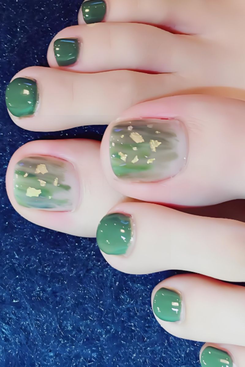 Ảnh nail chân đẹp màu xanh 4