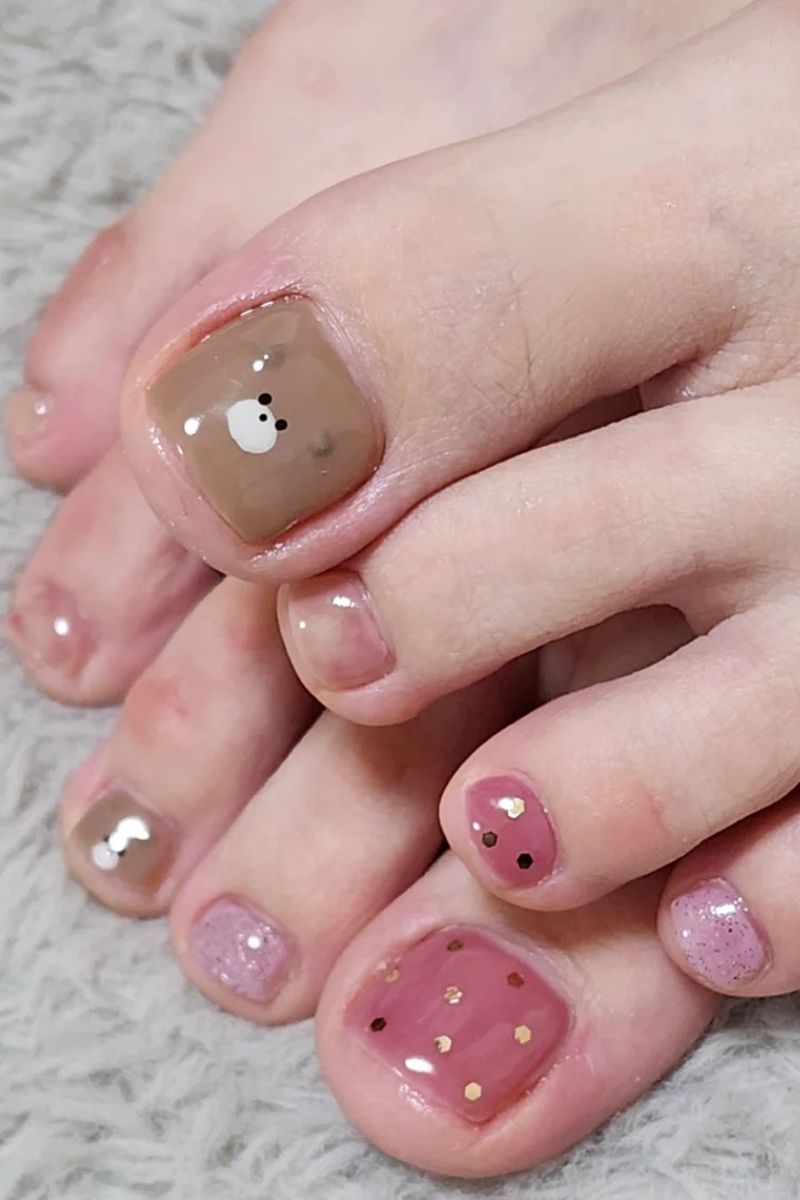 Ảnh nail chân hình gấu 17