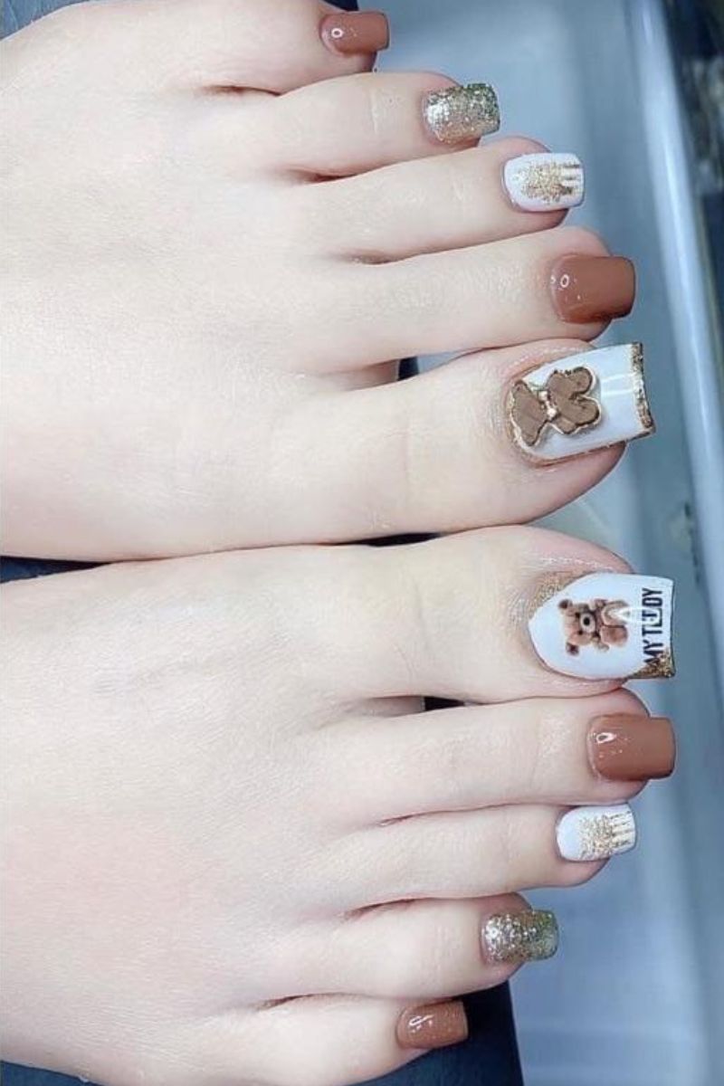 Ảnh nail chân hình gấu 21