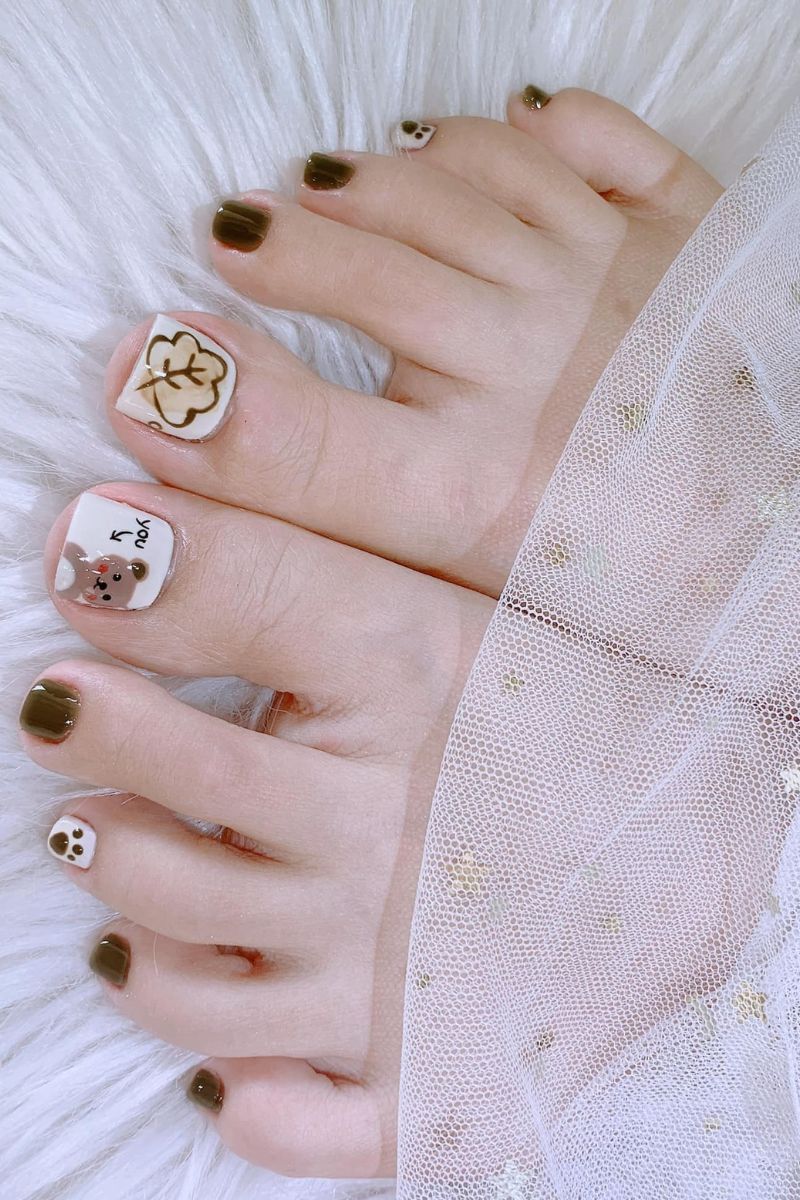 Ảnh nail chân hình gấu 30