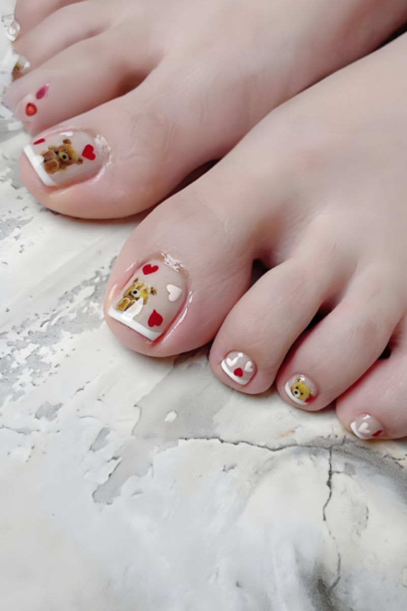 Ảnh nail chân hình gấu 5