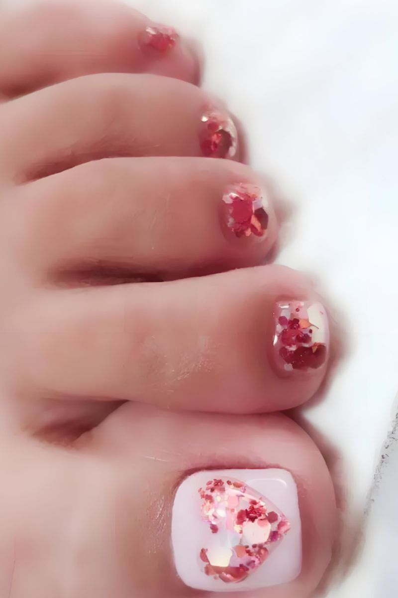 Ảnh nail chân màu hồng 16