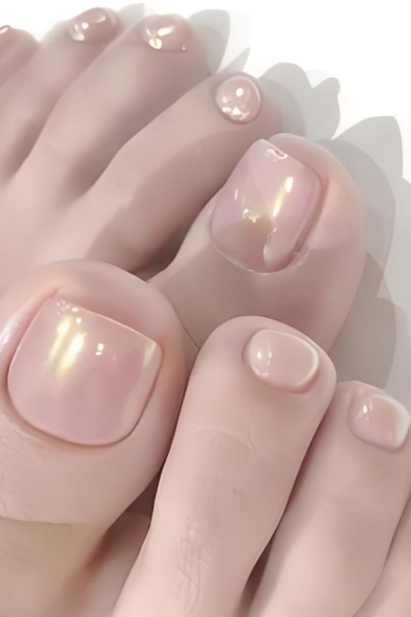 Ảnh nail chân màu hồng 5