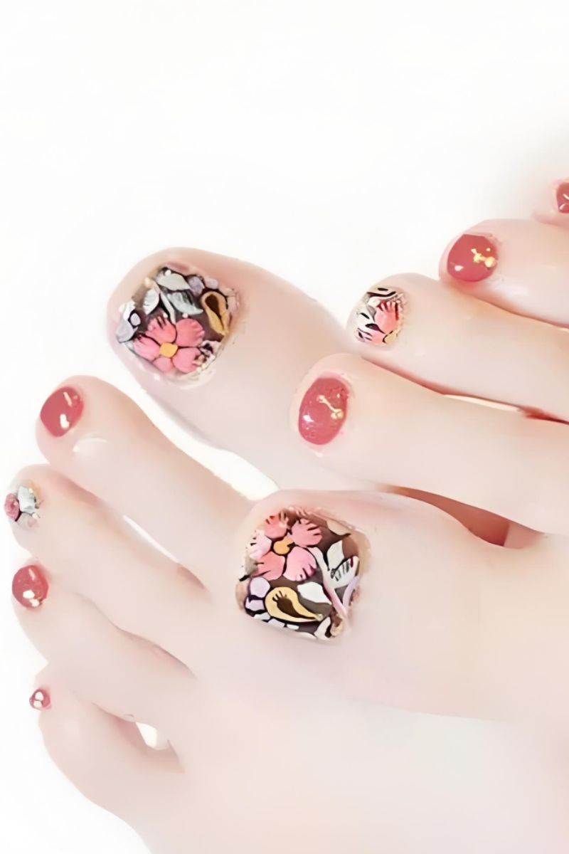 Ảnh nail chân vẽ hoa 10