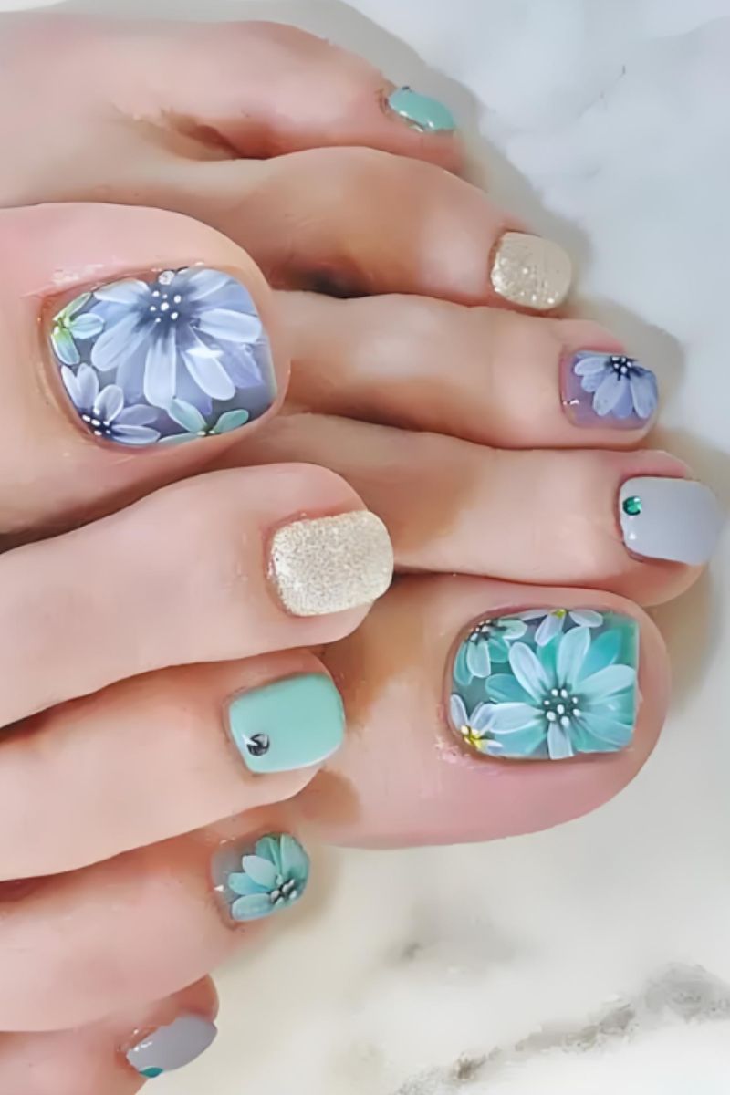 Ảnh nail chân vẽ hoa 14