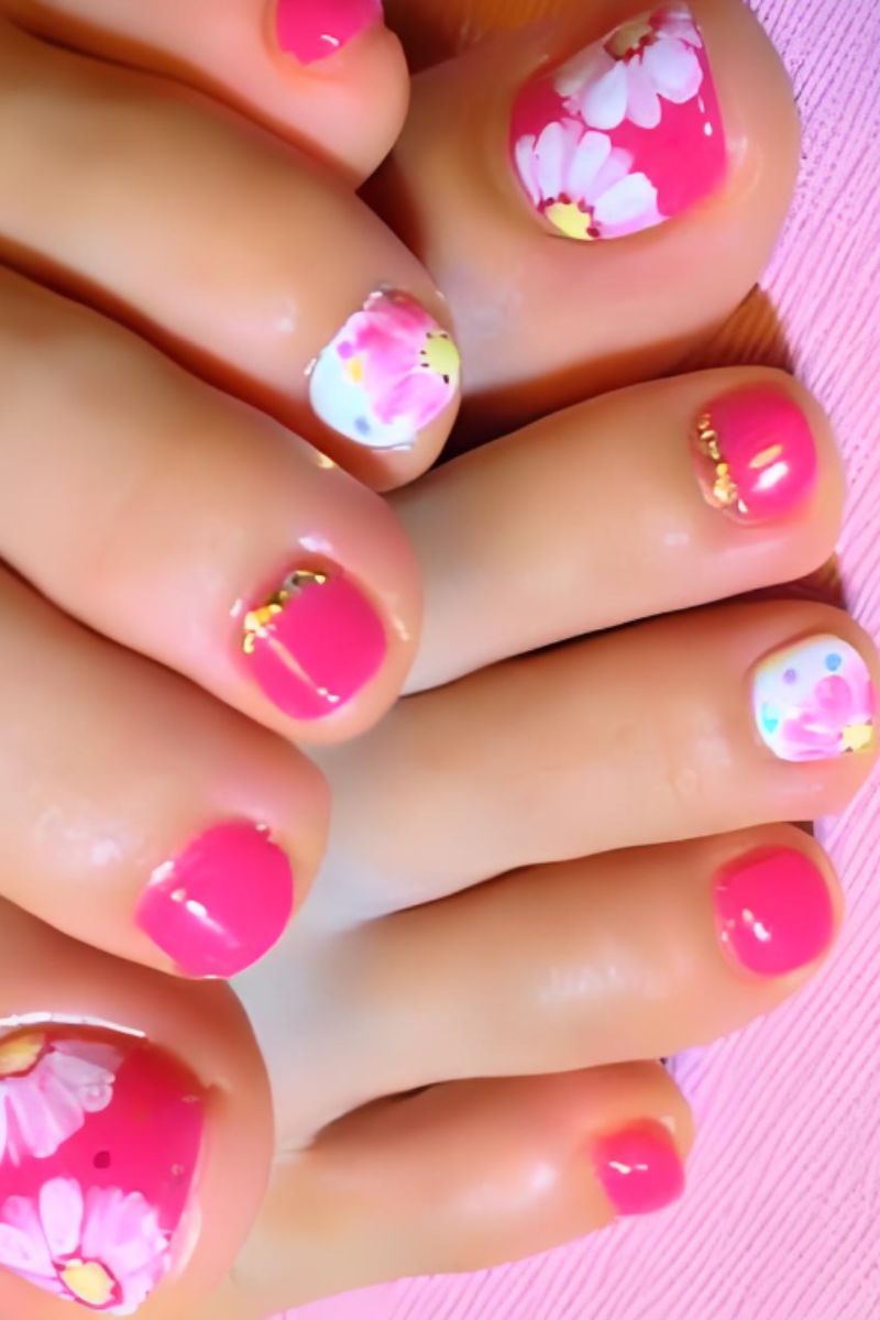 Ảnh nail chân vẽ hoa 8