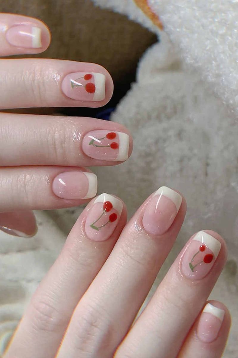 Ảnh nail đỏ trắng 20