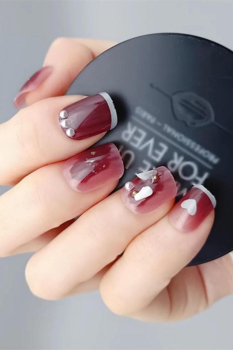 Ảnh nail đỏ trắng 30