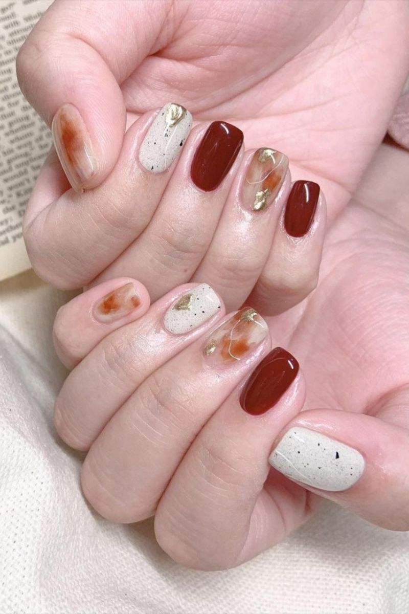 Ảnh nail đỏ trắng 31