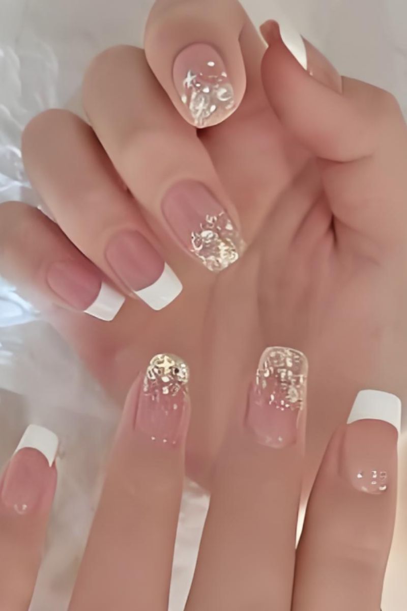 Ảnh nail kim tuyến trắng 28