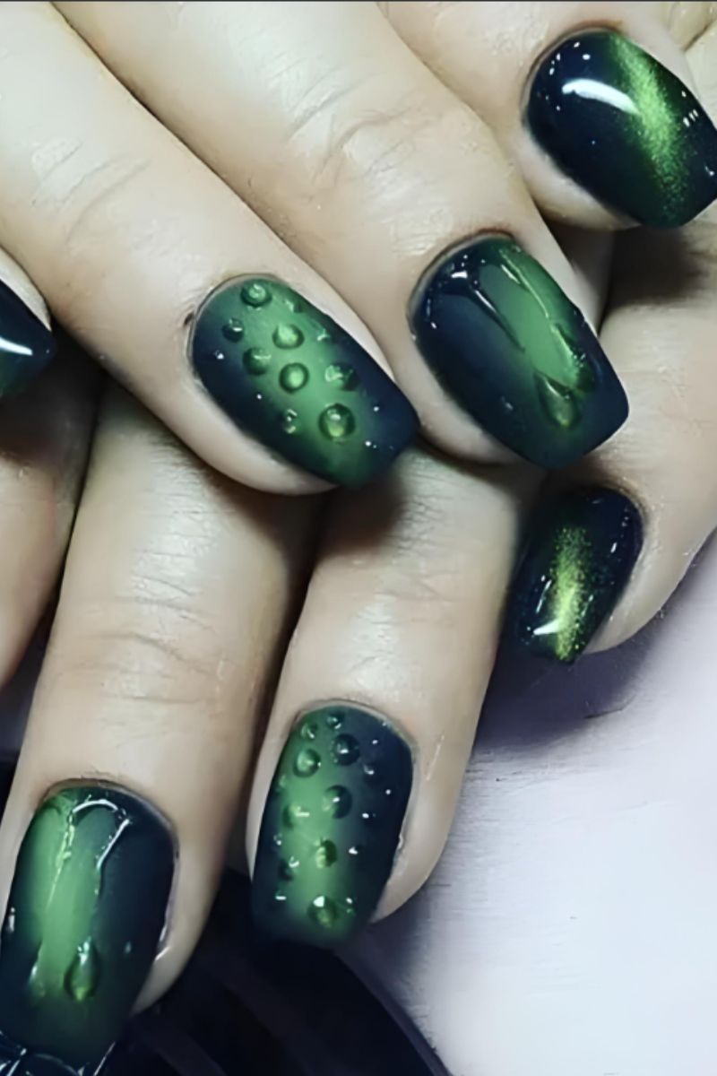 Ảnh nail mắt mèo xanh 6