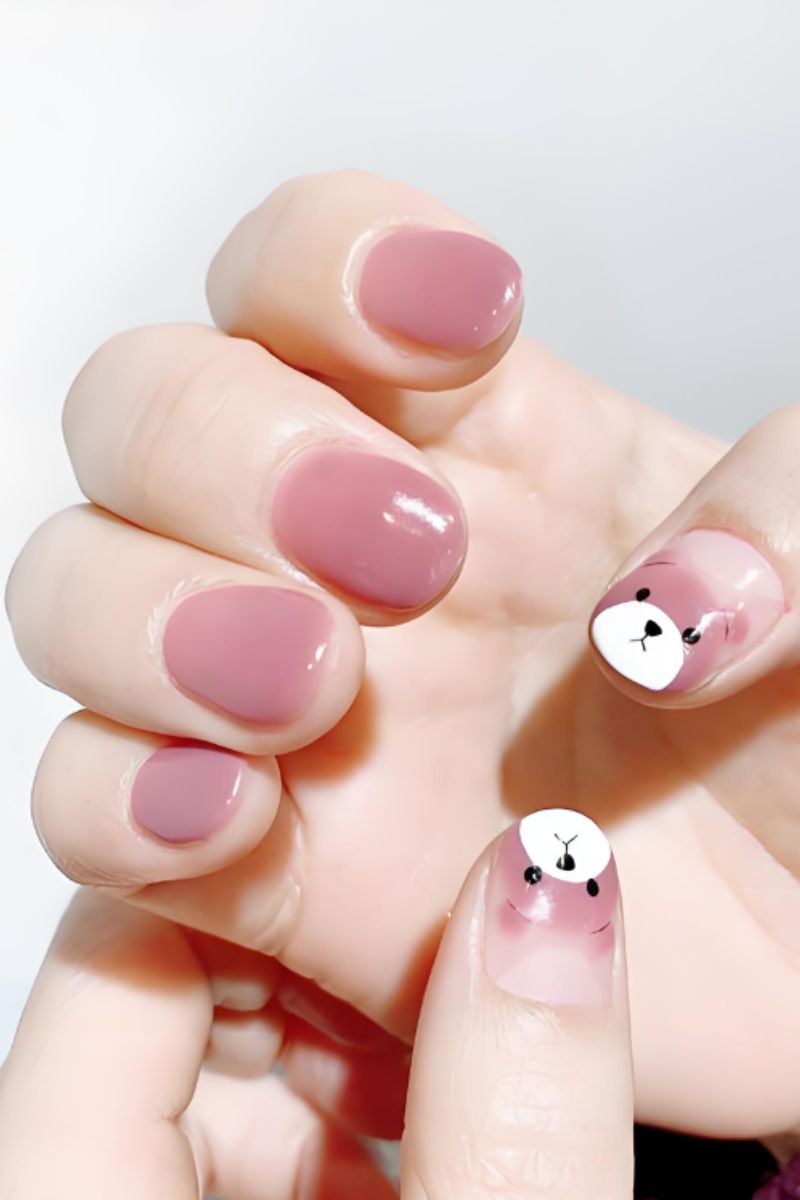 Ảnh nail tay hình gấu 1