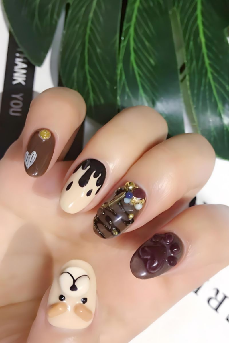 Ảnh nail tay hình gấu 11