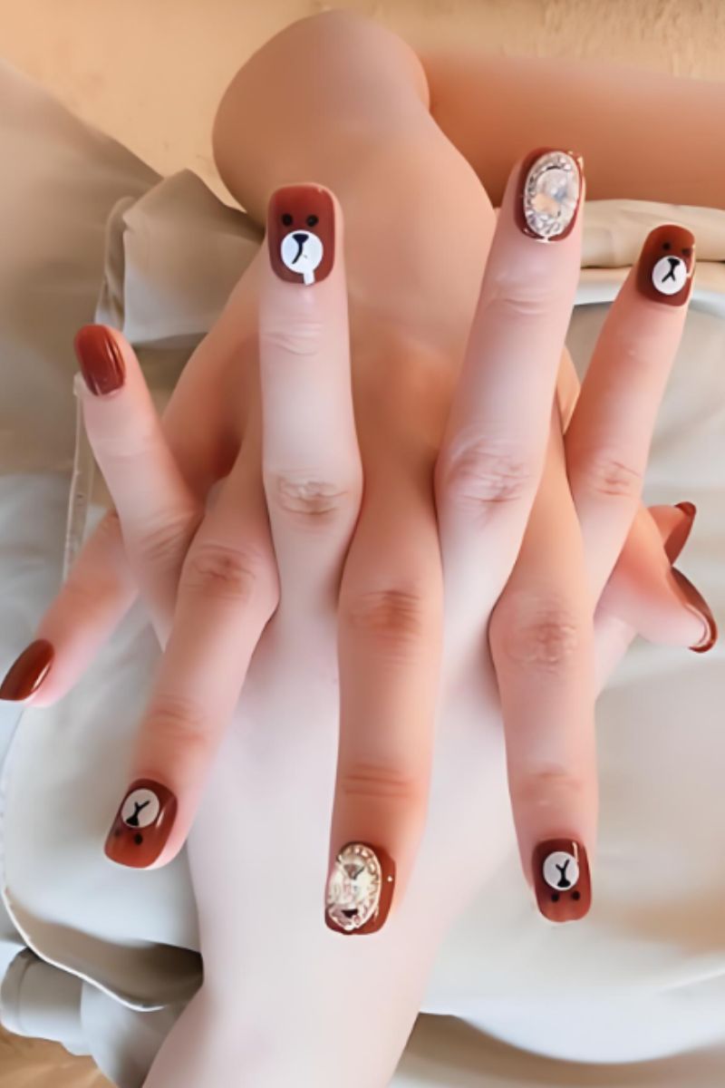 Ảnh nail tay hình gấu 15