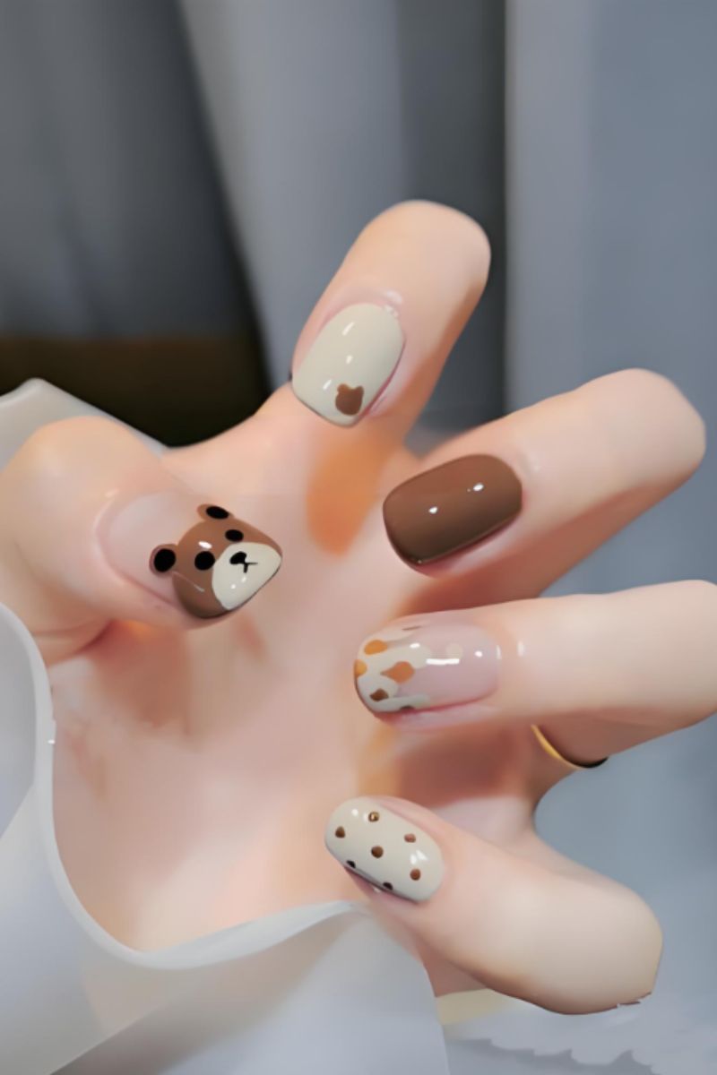 Ảnh nail tay hình gấu 16