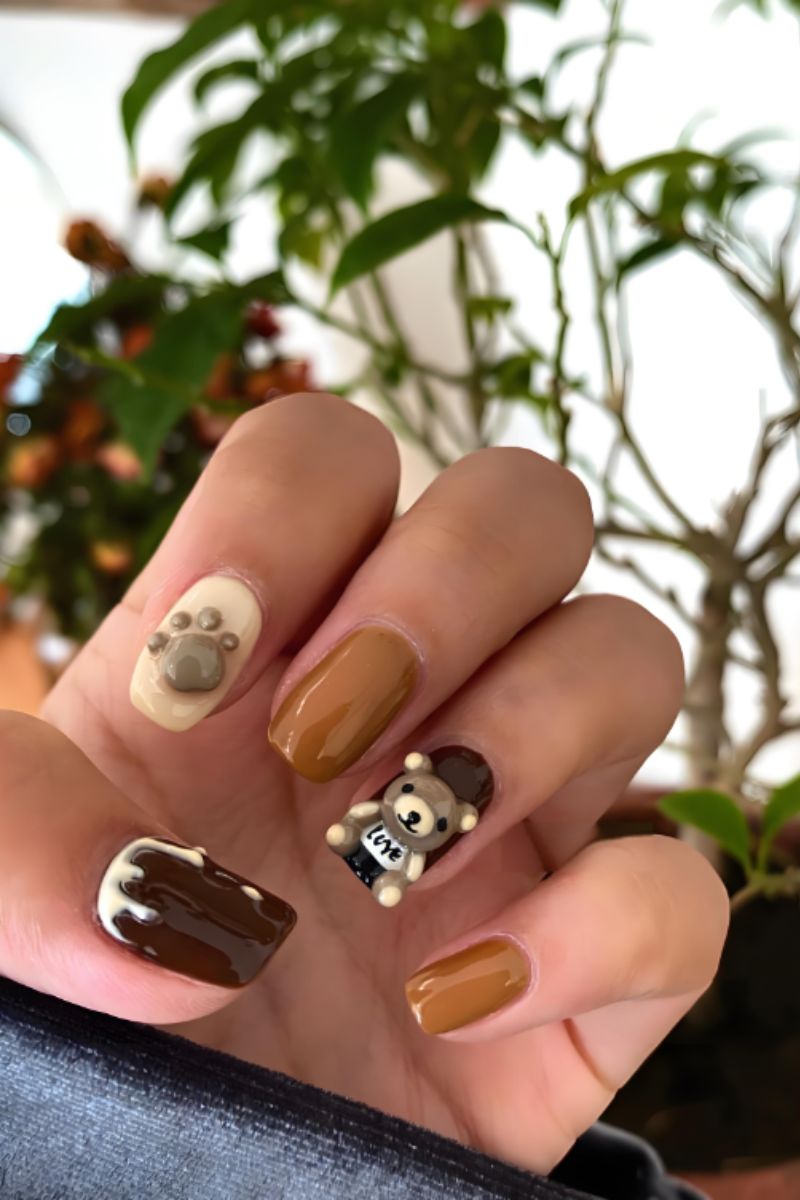 Ảnh nail tay hình gấu 19