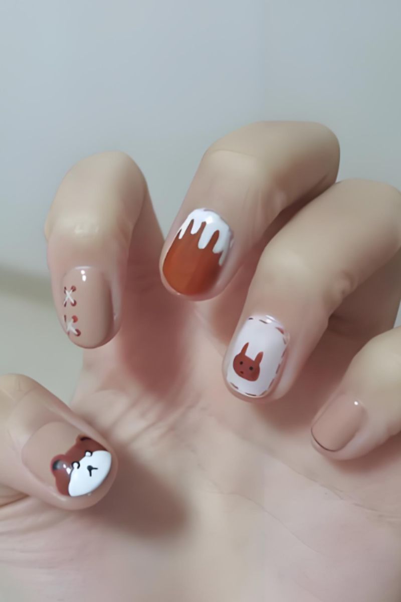 Ảnh nail tay hình gấu 21