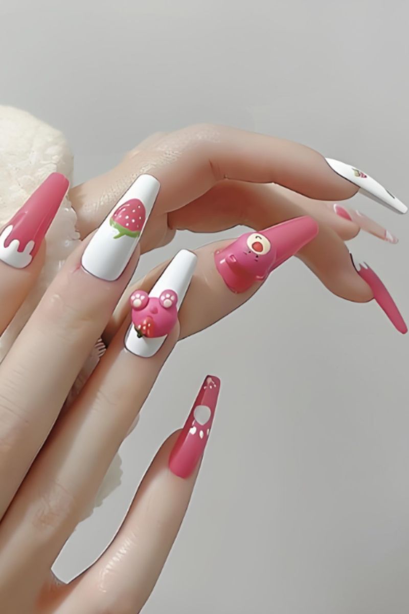 Ảnh nail tay hình gấu 23