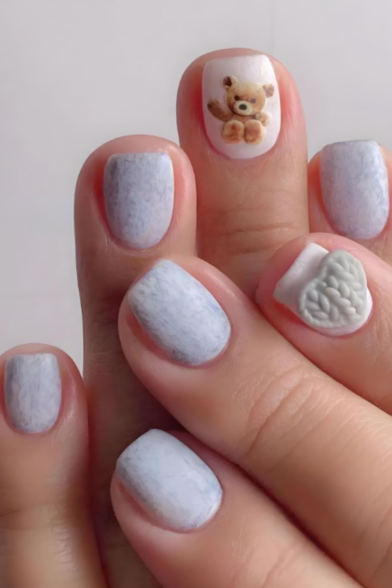 Ảnh nail tay hình gấu 30