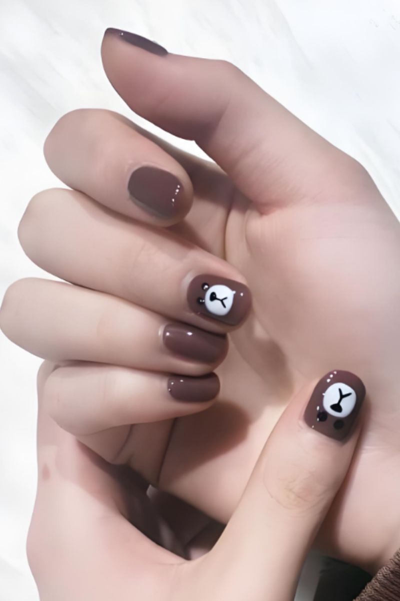 Ảnh nail tay hình gấu 6