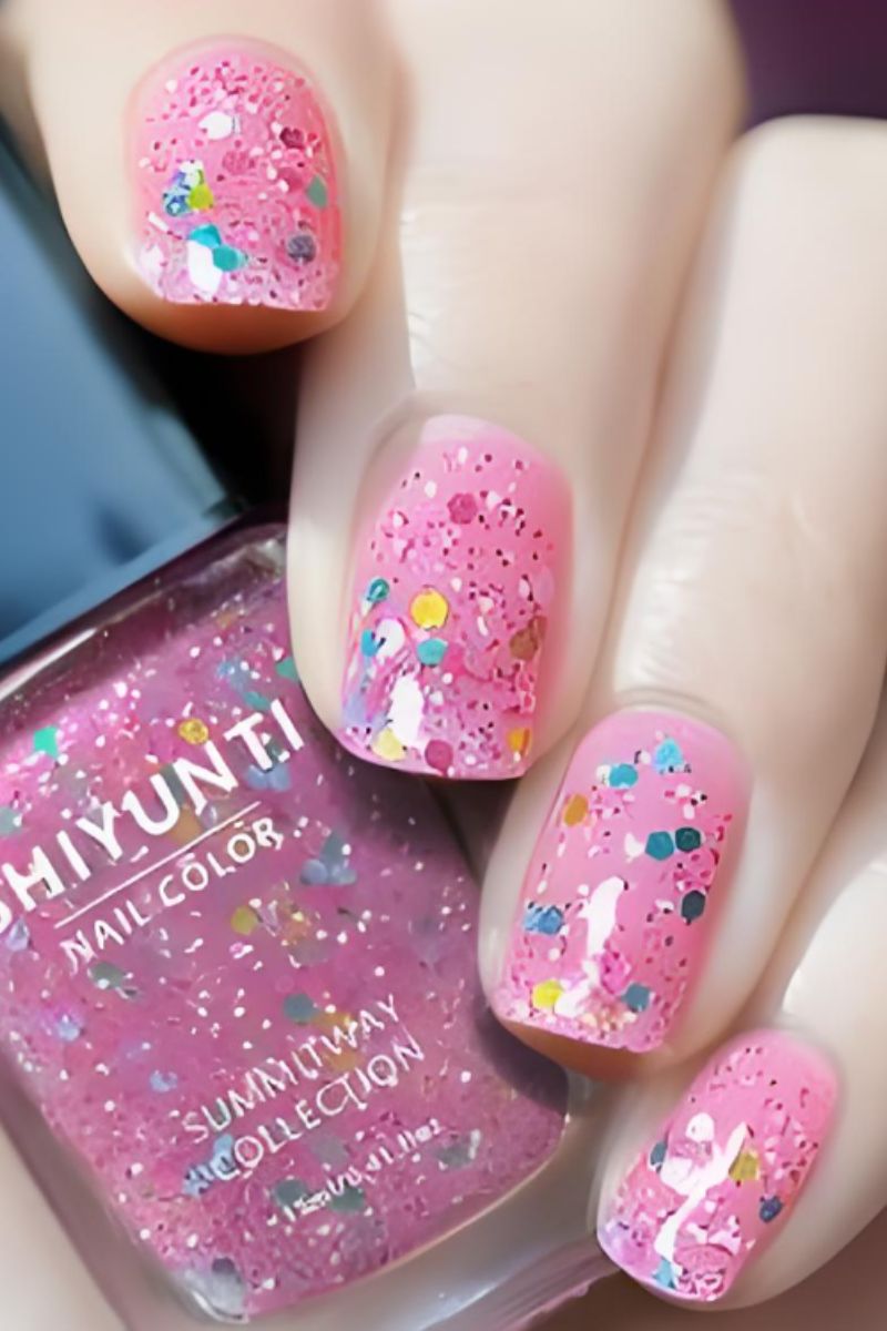 Ảnh nail tay màu hồng 14