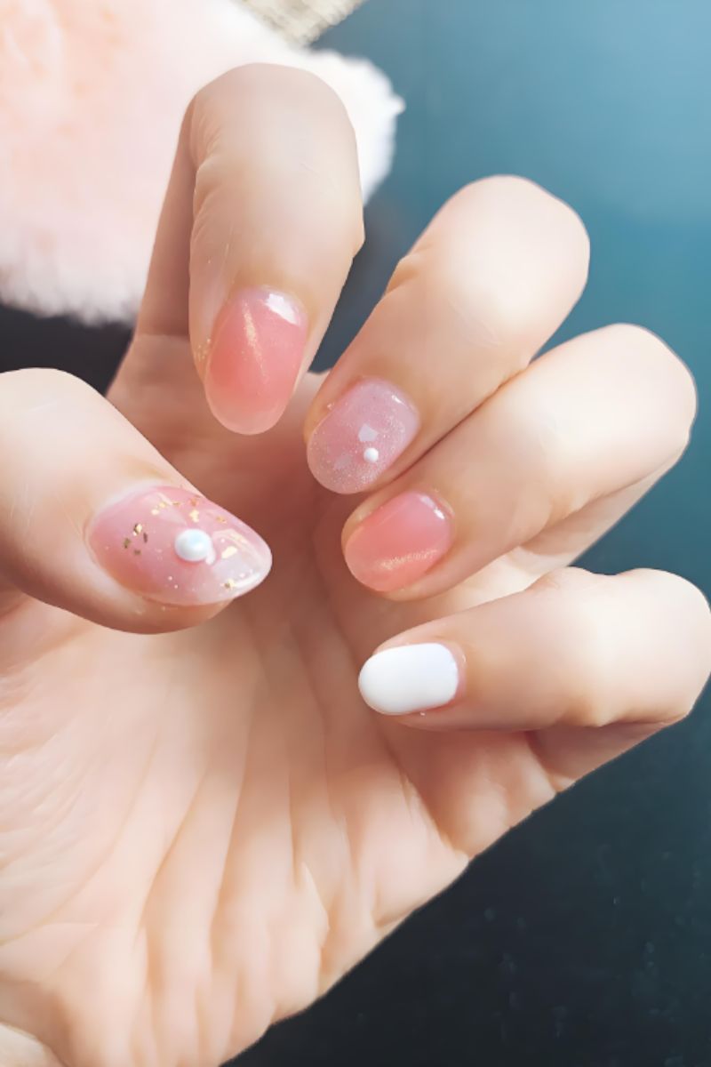 Ảnh nail tay màu hồng 17