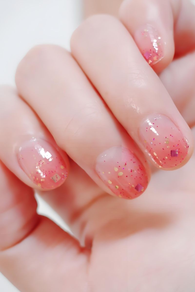 Ảnh nail tay màu hồng 19