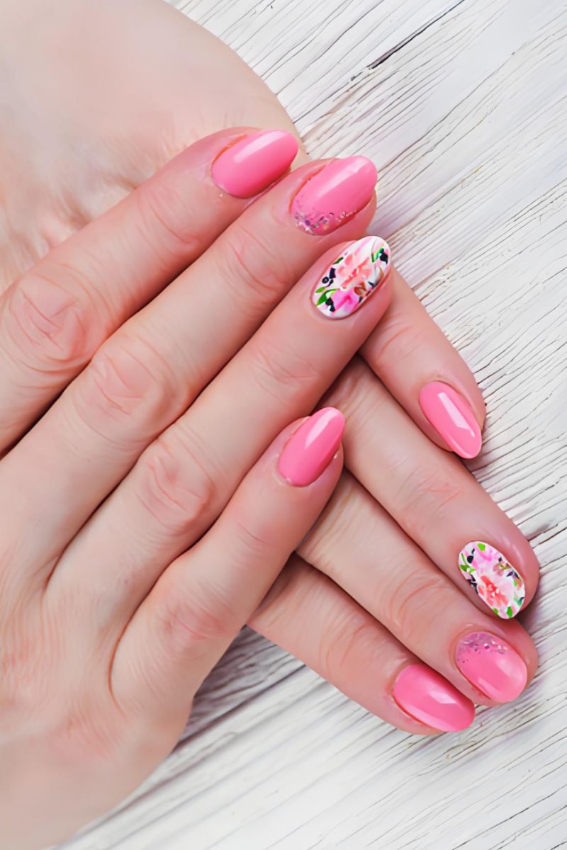 Ảnh nail tay màu hồng 21