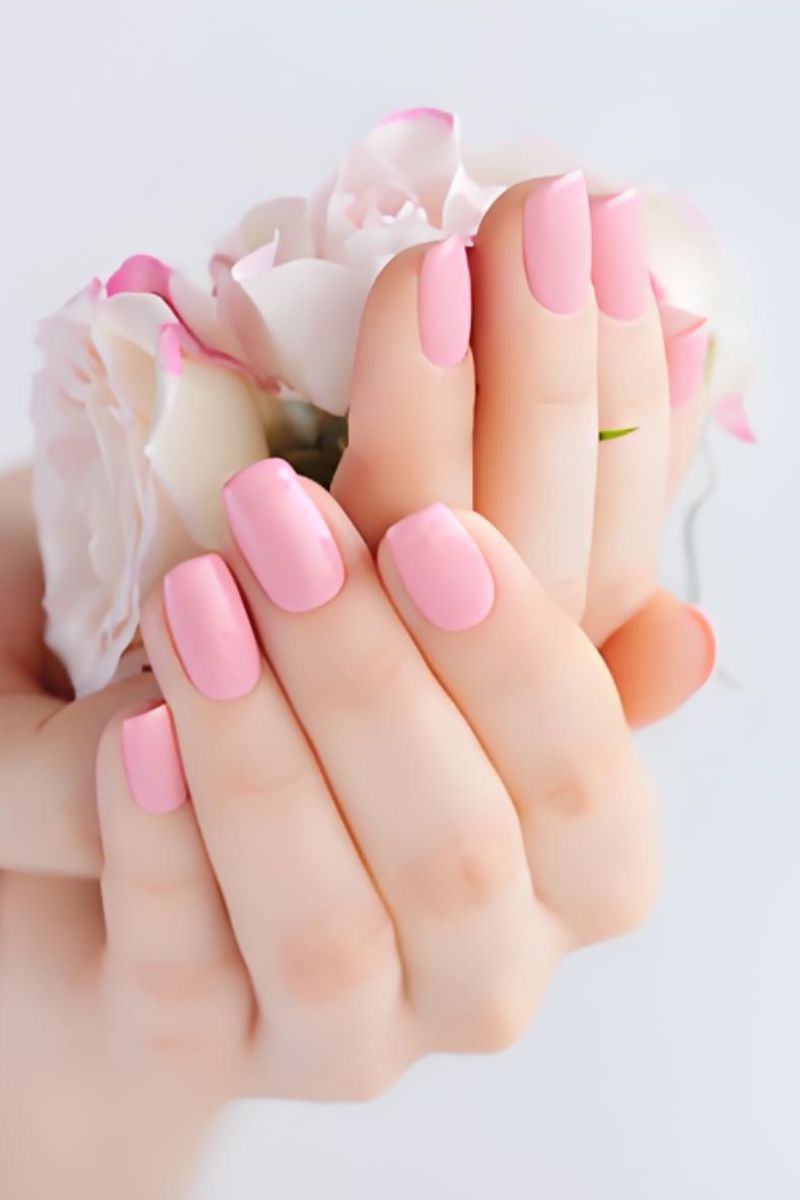 Ảnh nail tay màu hồng 27