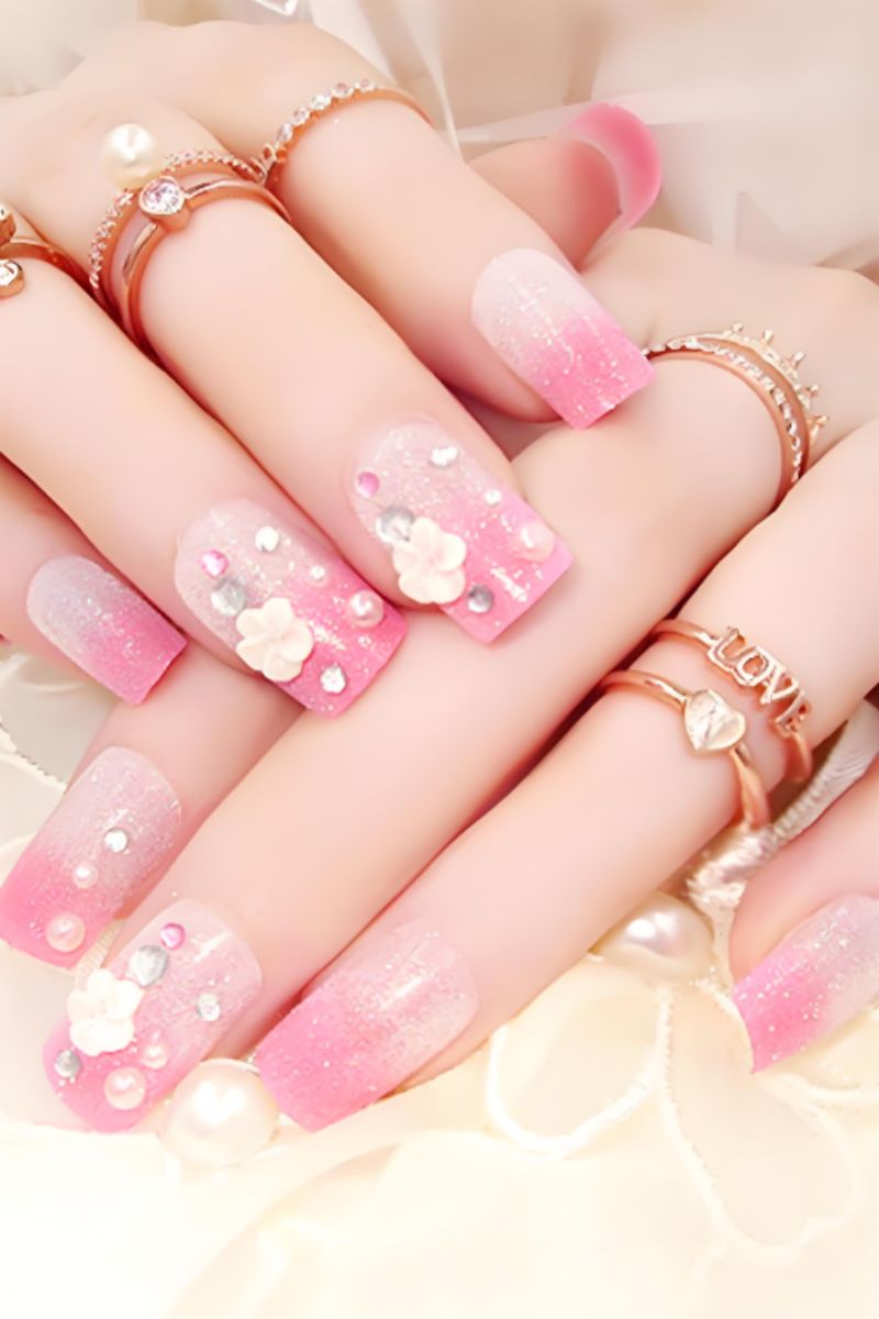 Ảnh nail tay màu hồng 31