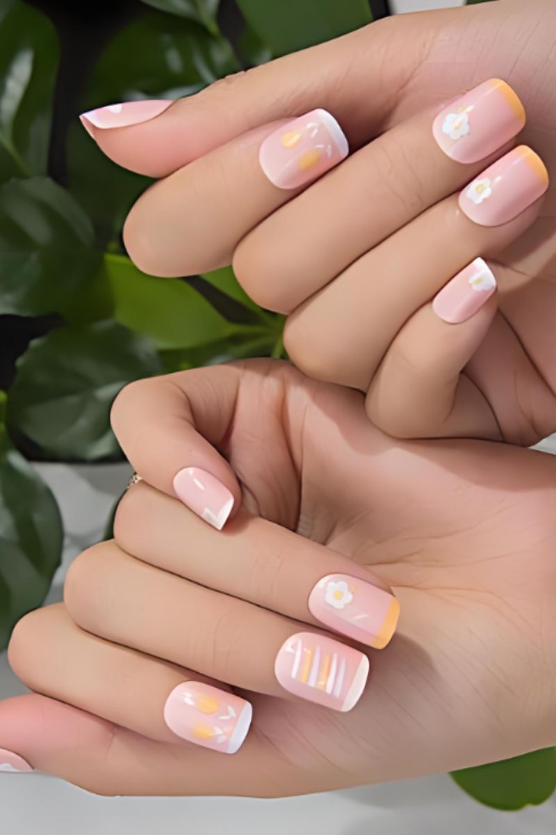 Ảnh nail tay màu hồng 5