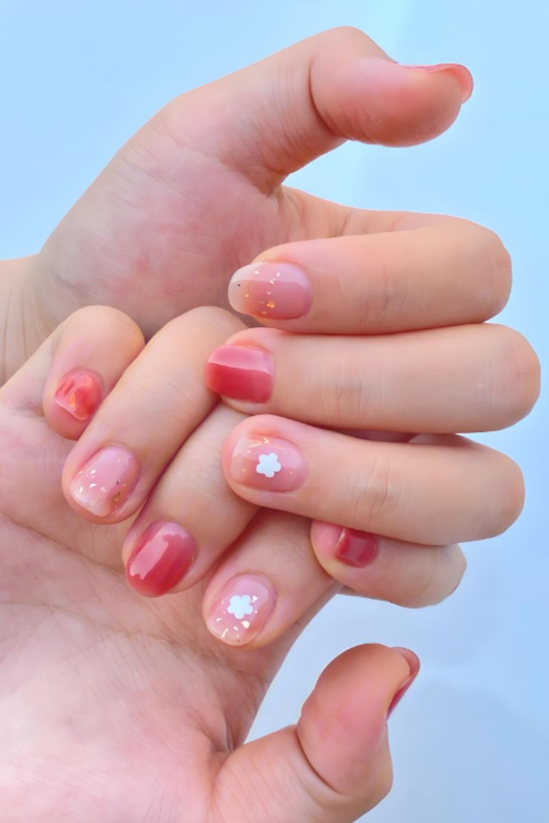 Ảnh nail tay màu hồng 6