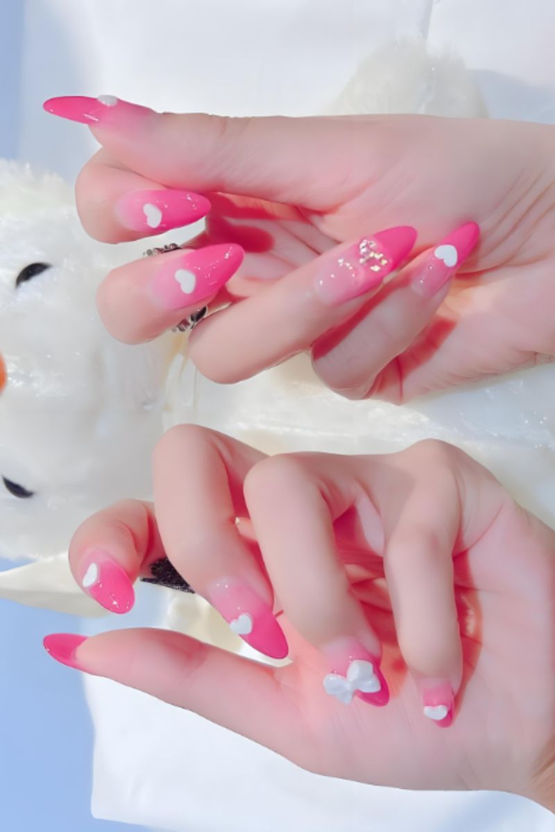 Ảnh nail tay màu hồng 7