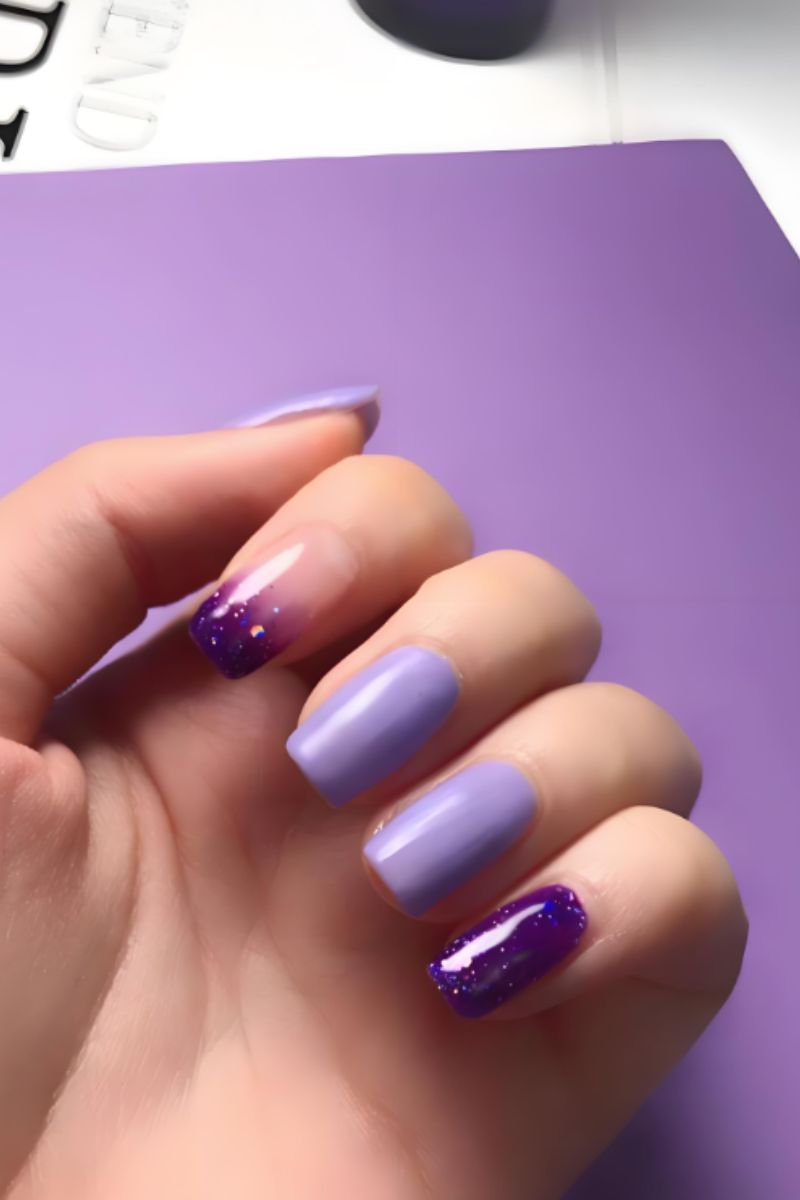 Ảnh nail tay màu tím 4