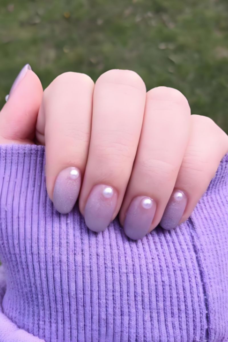 Ảnh nail tay màu tím 6