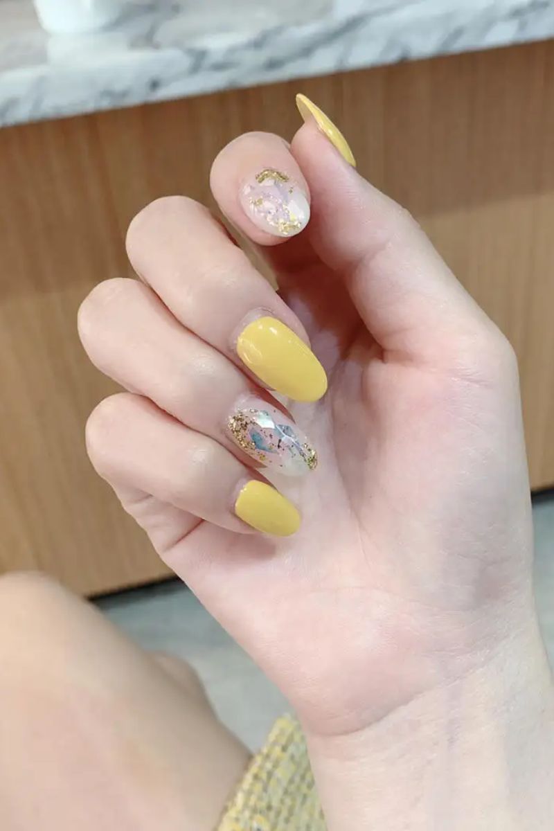 Ảnh nail tay màu vàng 12