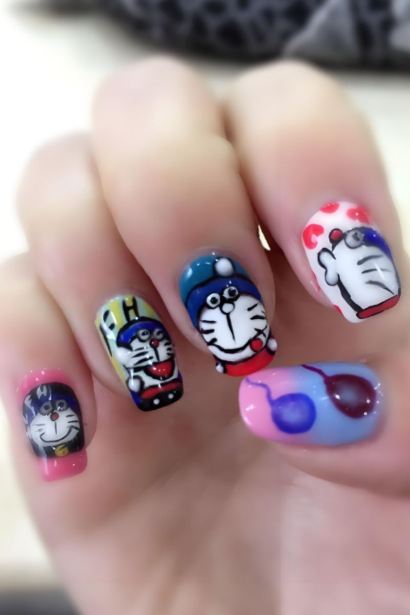 Ảnh vẽ nail hoạt hình Doraemon 10