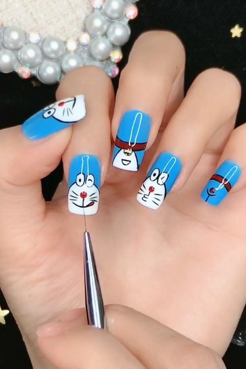 Ảnh vẽ nail hoạt hình Doraemon 4