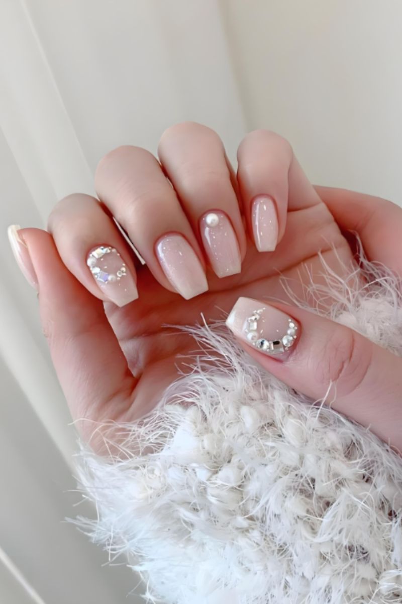 Ảnh nail Hàn Quốc đính đá hot