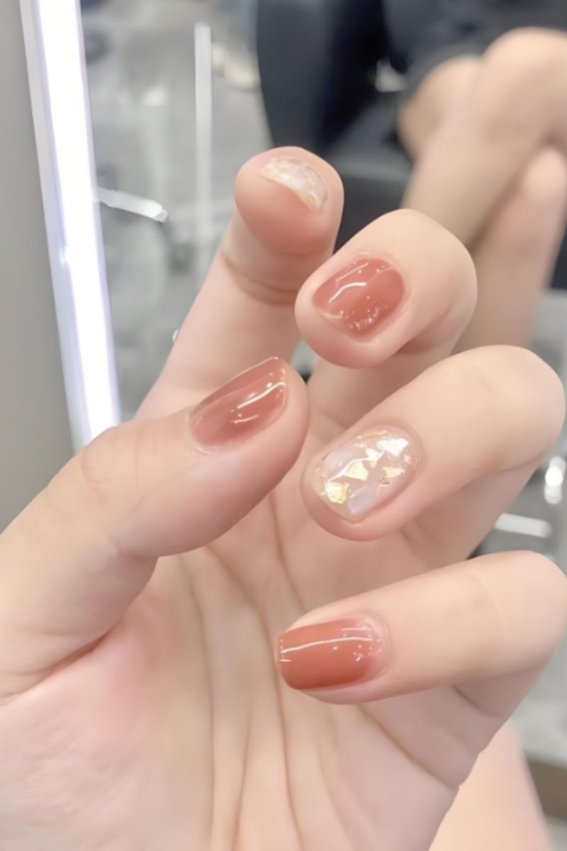 Ảnh nail màu hồng trắng 11