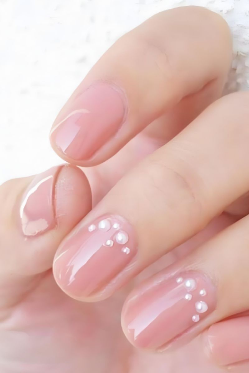 Ảnh nail màu hồng trắng 23