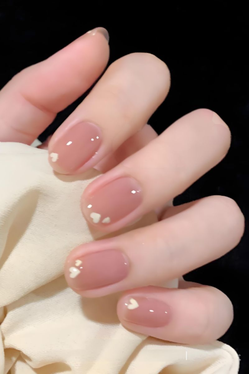 Ảnh nail màu hồng trắng 4