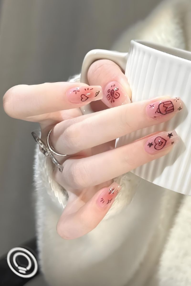 Ảnh nail tay vẽ đơn giản 2