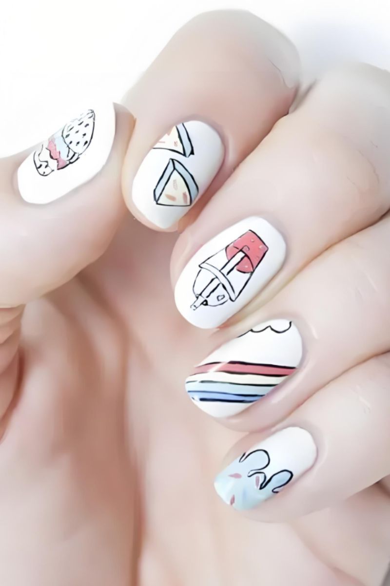 Ảnh nail tay vẽ đơn giản 27